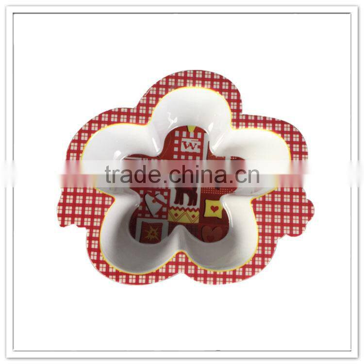 BSCI AUDIT FACTORY GUARANTEE Food safety Christmas dining bowl for children, flower shaped plastic baby bowl