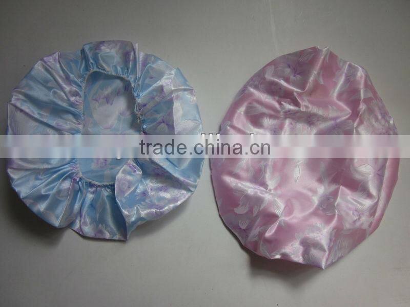2013 popular Satin shower cap with flower for ladies and children