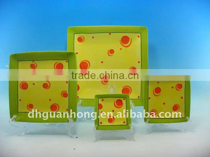 2011Colorful Square Ceramic Plate of 4 sets