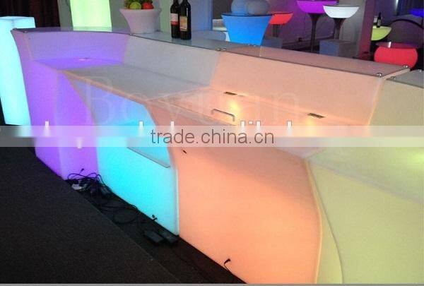 modern 16 colors changing party used nightclub furniture bar counter design with a ice bucket