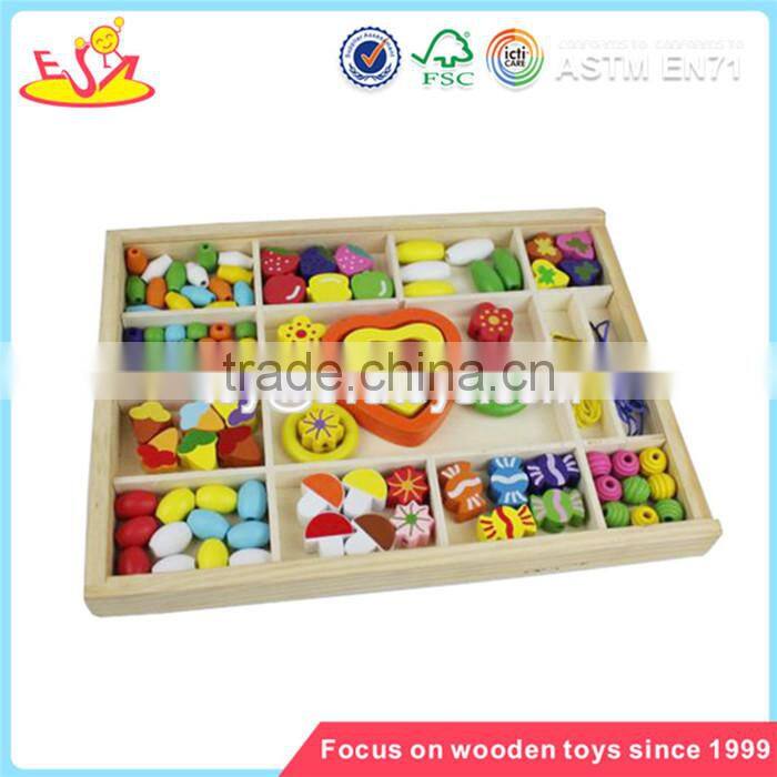 Wholesale DIY beautiful wooden string animal beads toy lovely baby wooden animal beads toy W11E009