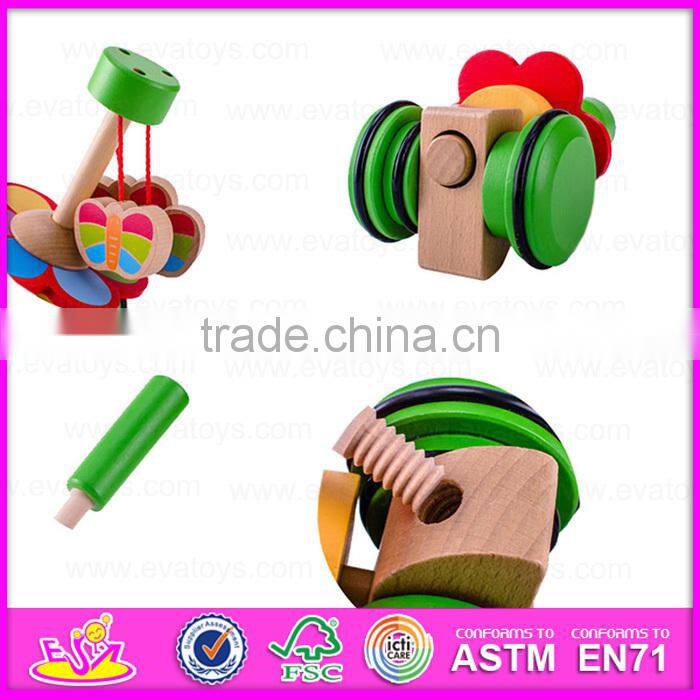 2015 Toddler Happy wooden pull and push toy,Baby wooden toy push along animal wooden toys for kids,Cartoon hand push toy W05A001