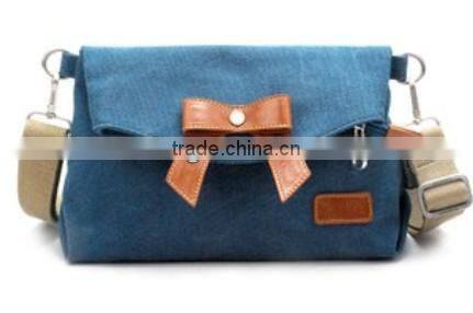 2013 fashion bowknot shoulder sling bag for girl with canvas