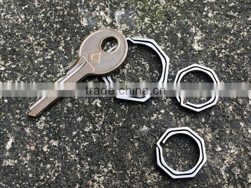 TK-2308 20MM TC4 Octagonal Titanium Keychain