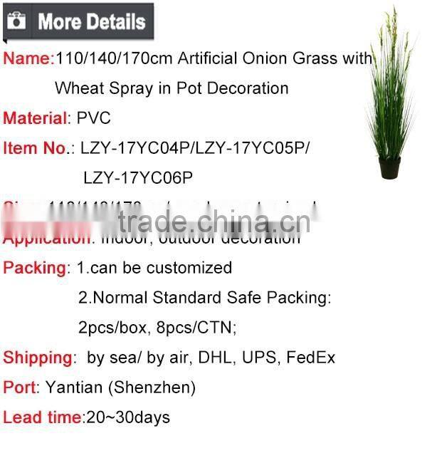 110 / 140 / 170cm Dongguan Artificial Grass Potted Onion Grass with Wheat Spray for Indoor Decoration