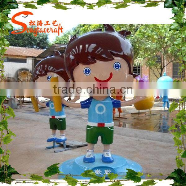 Life size artificial cartoon statue fiberglass cartoon artificial statue