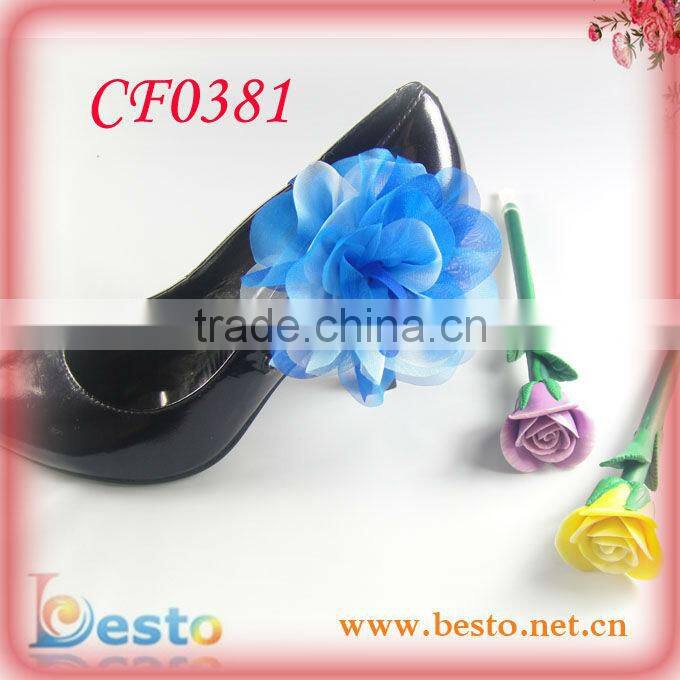 CF0412 Factory high quality ladies ivory chiffon fashion sandal accessories with clips