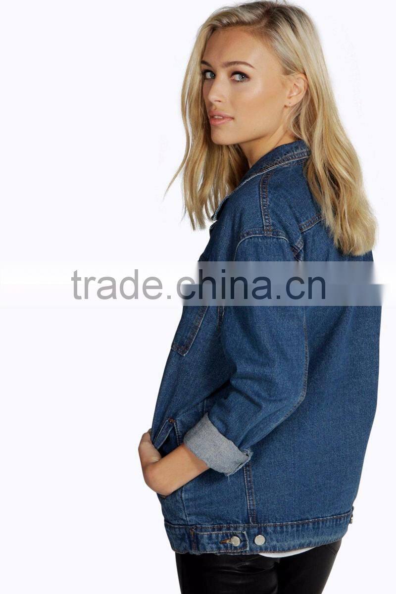 oversized plain boyfriend denim jacket women stylish