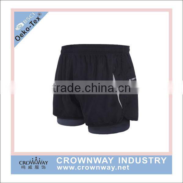 polyester spandex two layer men running shorts