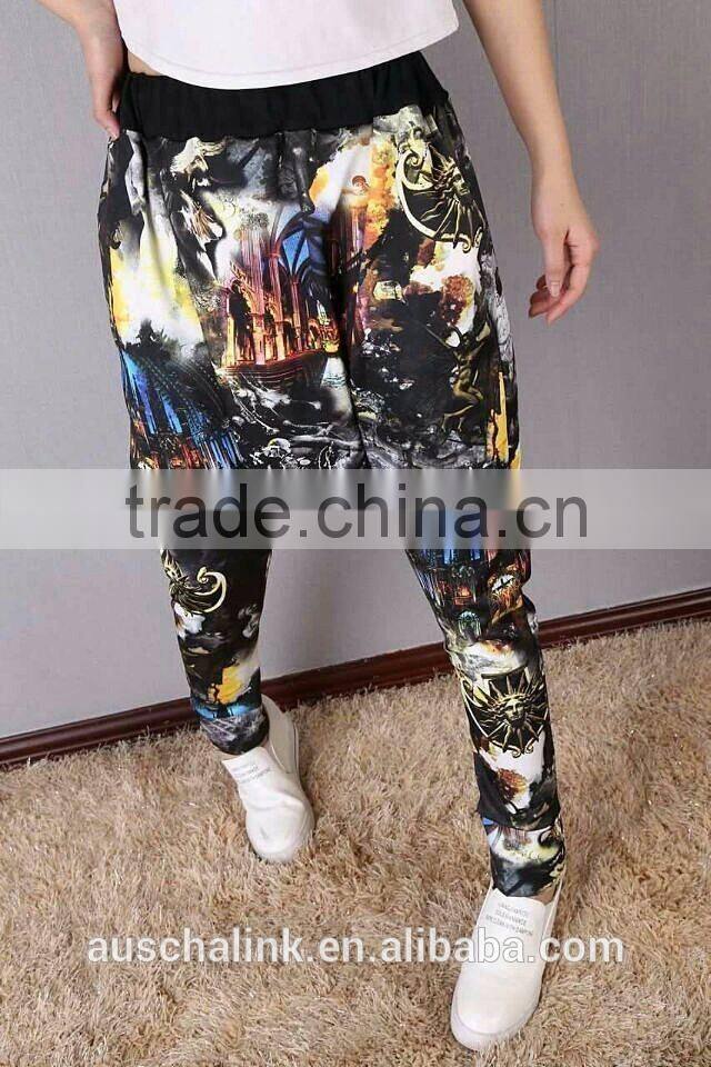 2016 new arrival personalized street trendy women print hip hop pants