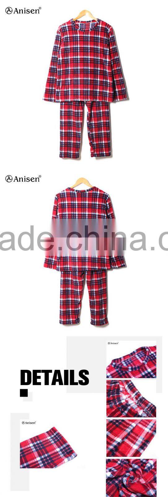 manufacturers in china red polar fleece casual plaid women pajamas