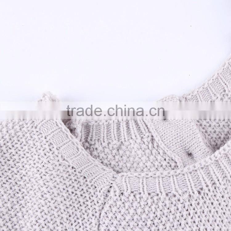 YAKUYIYI Girl Grey Short Sleeve Kitten Pocket Long Sweater