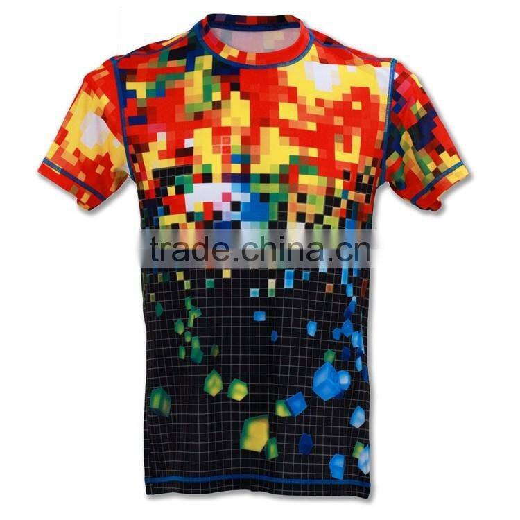 2015 High Quality Outdoor Sports running Fitness Excercise soccer mens short sleeve compression shirt