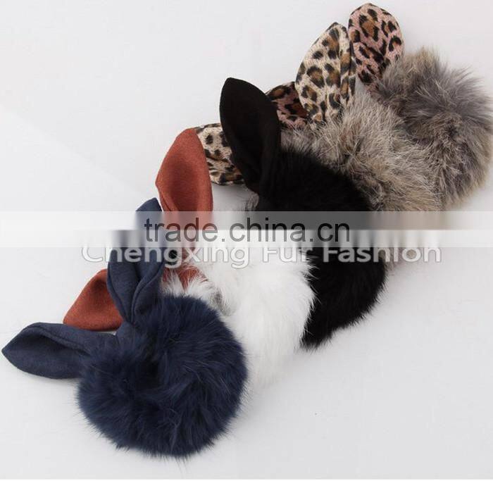 CX-E-02 Genuine Rabbit Fur Elastic Girls Hair Band