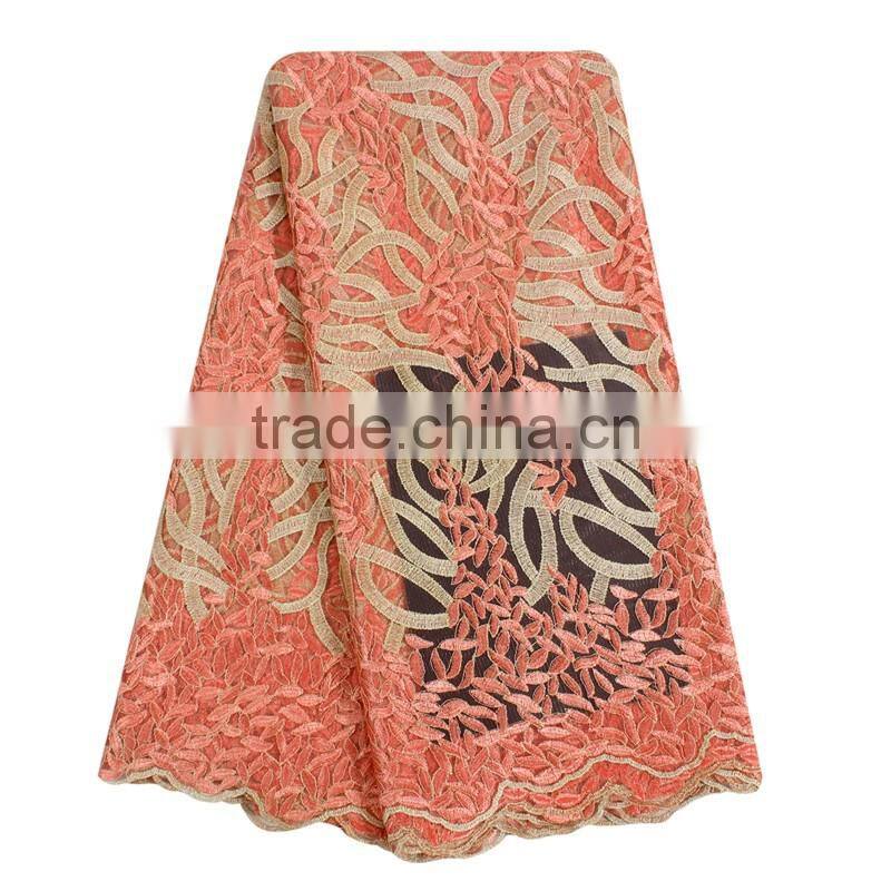 Nigeria Design Wedding Dress Tulle Lace Fabric FL0171