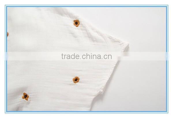 Half Sleeves V Neck Cotton Embroidery Breathable Fashion Lady Shirt