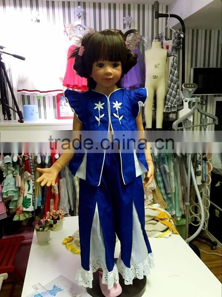 2017 JannyBB Latest Vintage White Flower Embroidery Shirley Temple Bold Styling Clothing Set