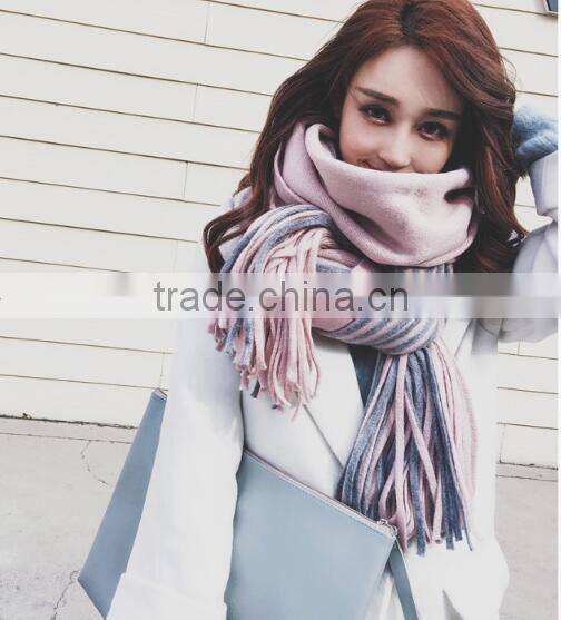 2017 high quality stripe design new arrival ladies winter scarf