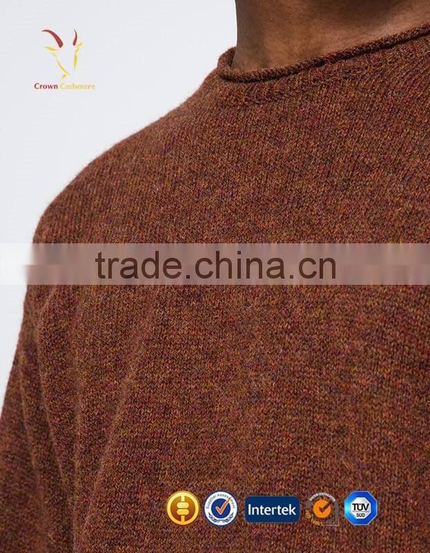 Knitting Pattern Crew Neck Men Cashmere Sweater Autumn Solid Color