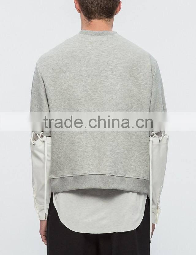 2017 wholesale mens grey vintage color block panelled sweatshirt