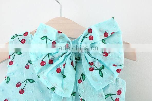 Baby Organic Clothing Cherry Sets Vintage Clothing Wholesale Bow On Shoulder Outfit