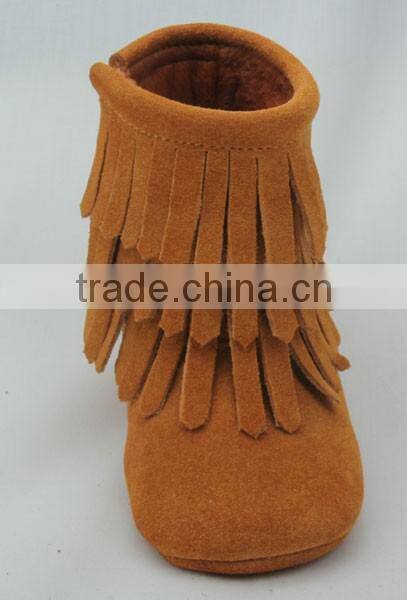 Three layers handmade lovely soft sole moccasins baby boots