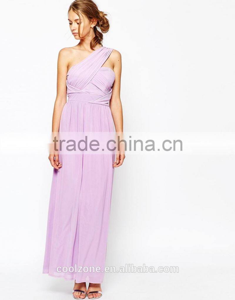 Latest one shoulder maxi dress design women plus size women clothing manufacturers