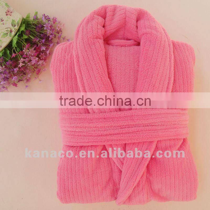 women's polyester coral fleece robe(KN-RB-13)