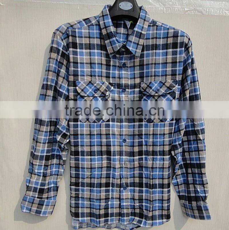 Classic good quality plaid pattern long sleeve two pocket fashion boy's shirt