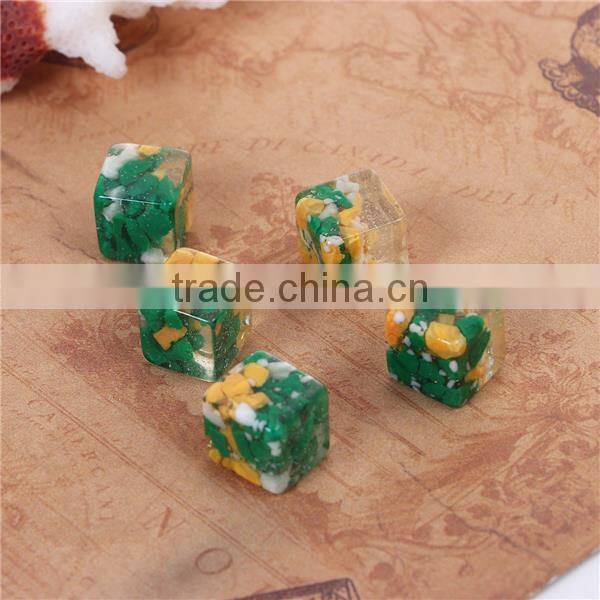 Resin & Crushed Gravel Stone Mosaic Dome Seals Cabochon Square Multicolor