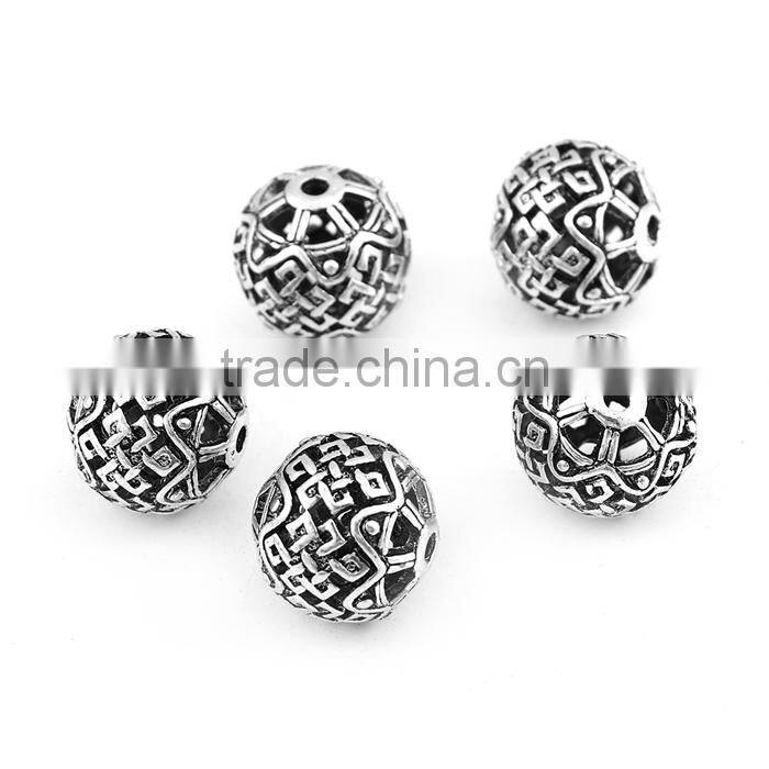 Zinc Based Alloy Spacer Beads Round Antique Silver