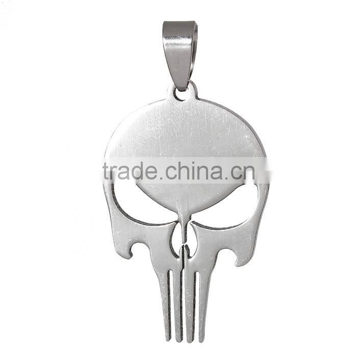 Stainless Steel Charm Pendants Skull Silver Tone