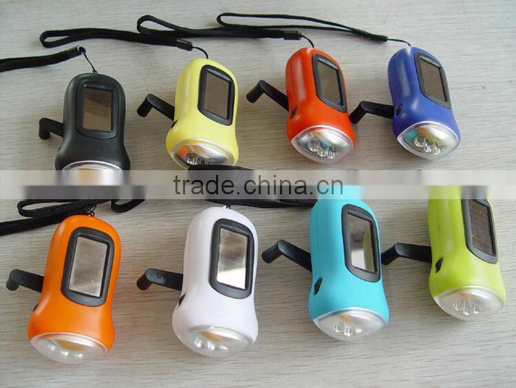 Led solar dynamo flashlight