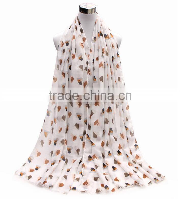 China Factory Heart Print scarf women hijab