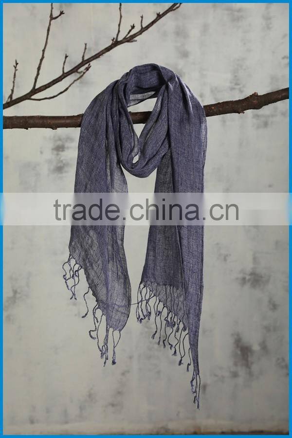 Wholesale 2017 new design lady's fashionable natural linen scarf