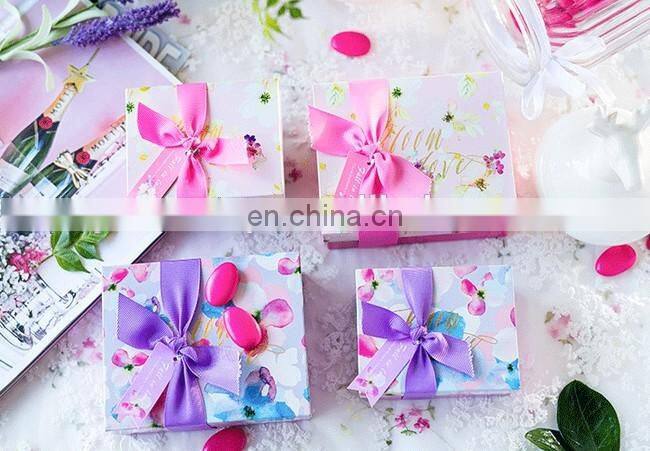 Newest square candy gift tinplate box with ribbon two sizes