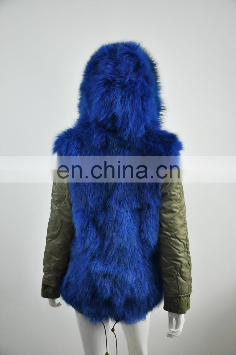 New Women Winter Coat Cheap Fox Fur Lining Long Jacket Real Raccoon Fur Hooded Winter Parka Coat