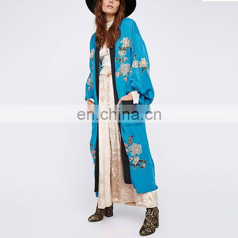 OEM factory contrast floral lace modern open abaya for malaysia