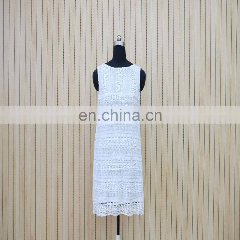 women top grade exquisite sleeveless shell button lace blouse dress