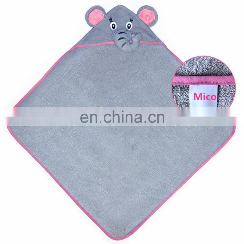 Custom 100% Bamboo Elephant Baby Bath Towel With Hood Beautiful Pink Girl Hooded Elephant Towel