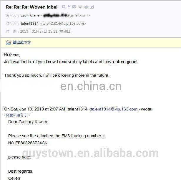 custom OEM private design Colorful printed satin label for clothing