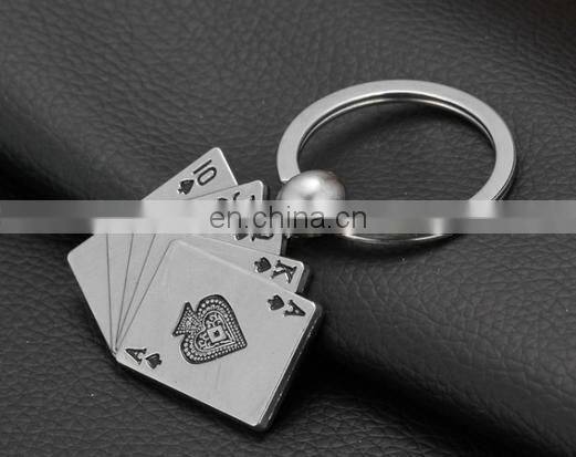 Custom Promotion Gifts Fashion Poker Shape Stainless Metal Keychain