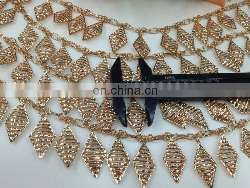 hot sell leave metal chain trimming sew on clothing bags or shoes garment accessories