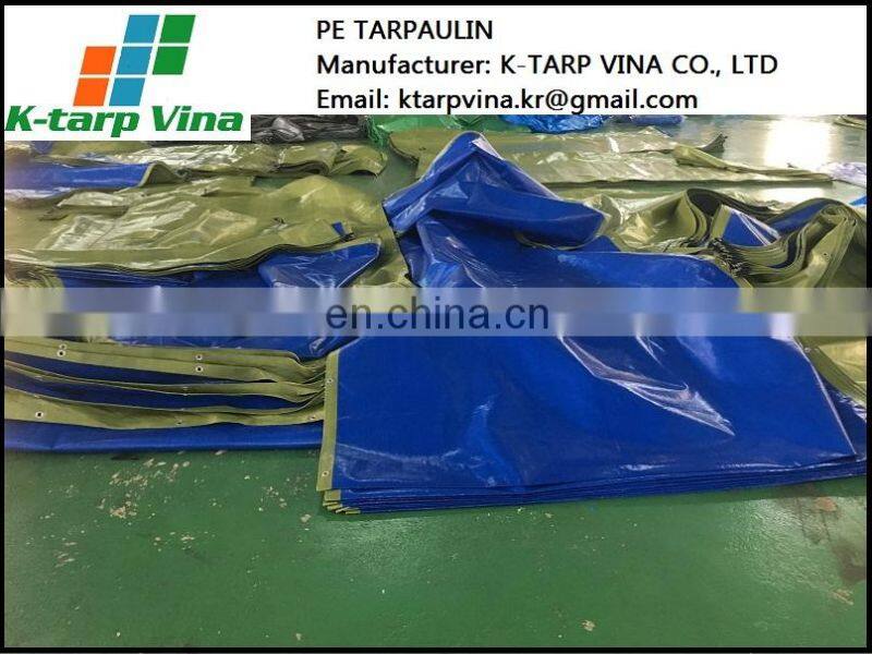 Heavy Duty Tarpaulin, High Density Woven Polyethylene and Double Laminated - 180g/sqm, Blue/Military Green