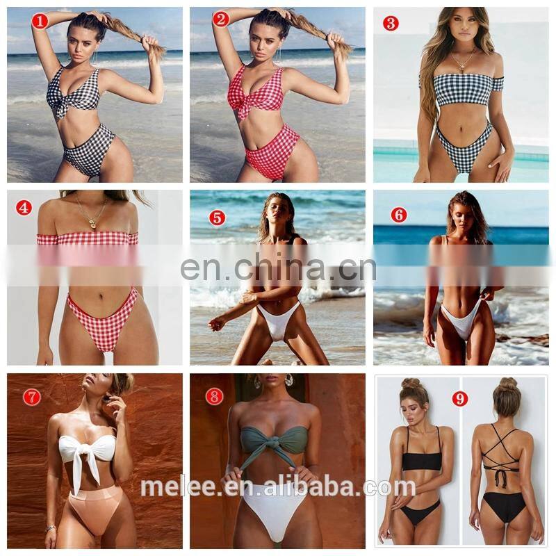 high waist sexy bikini Sexy printing lattice tie Chest pad Thong Beach spa bikinis swimwear women swimsuit biquini swimwear
