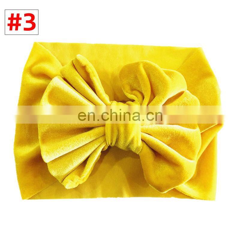 11Colors Girl Pleuche Headband Solid Color Baby Soft hairband with big bow
