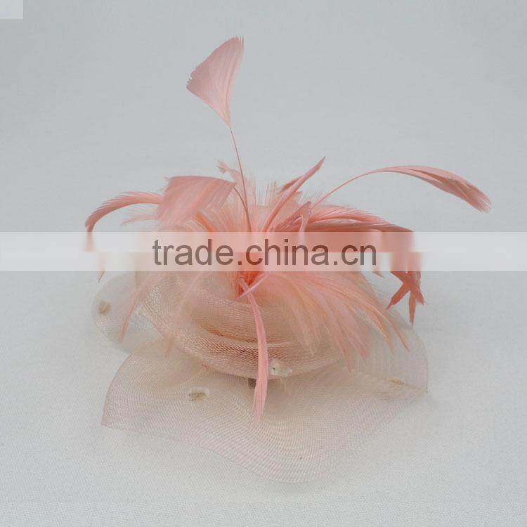 2015 Elegant Hair Accessories Feather Sinamay Fascinator Clip