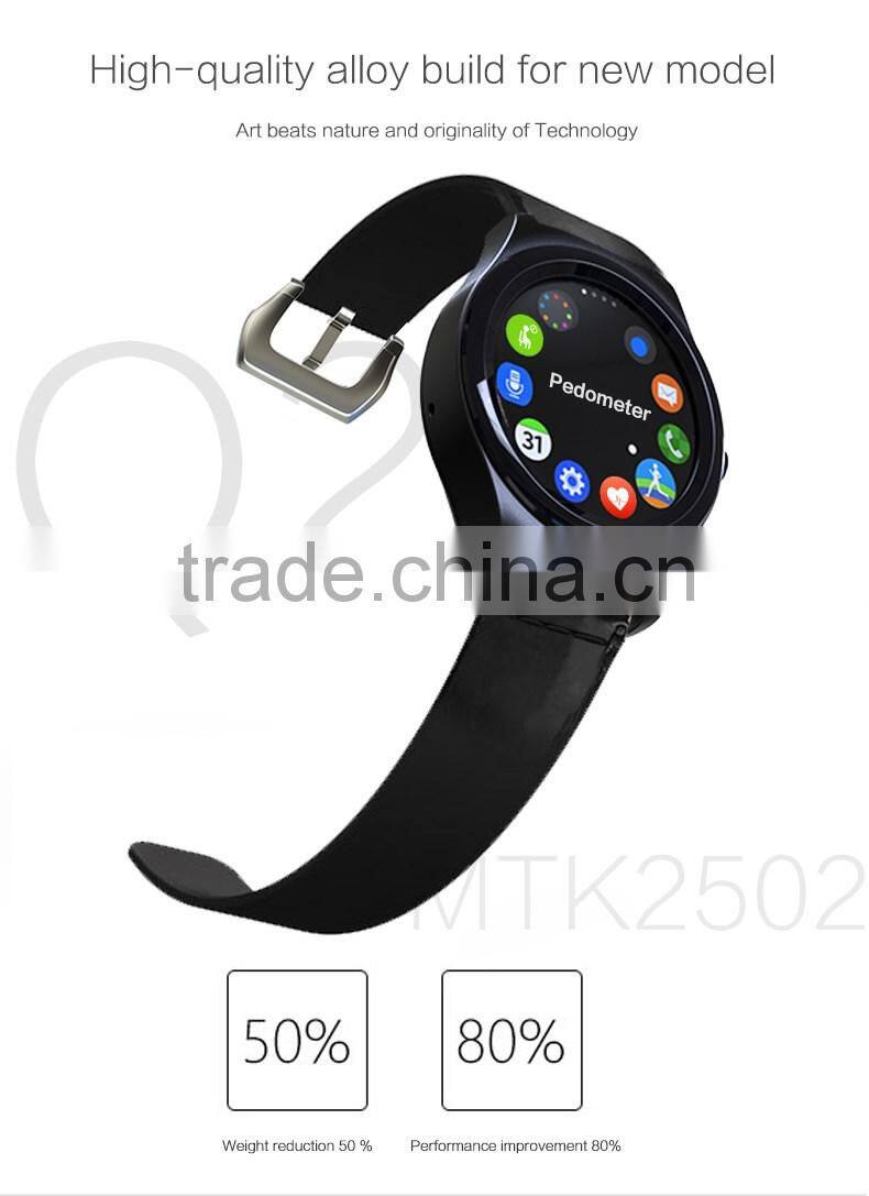 2016 round screen watch ips full round touch screen Q2 MTK2502 smart watch for android &ios.