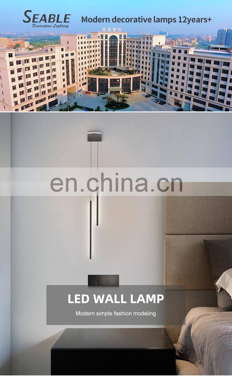 New Listed Indoor Decoration Black Aluminum Acrylic Bedroom Living Room Modern LED Wall Lamp