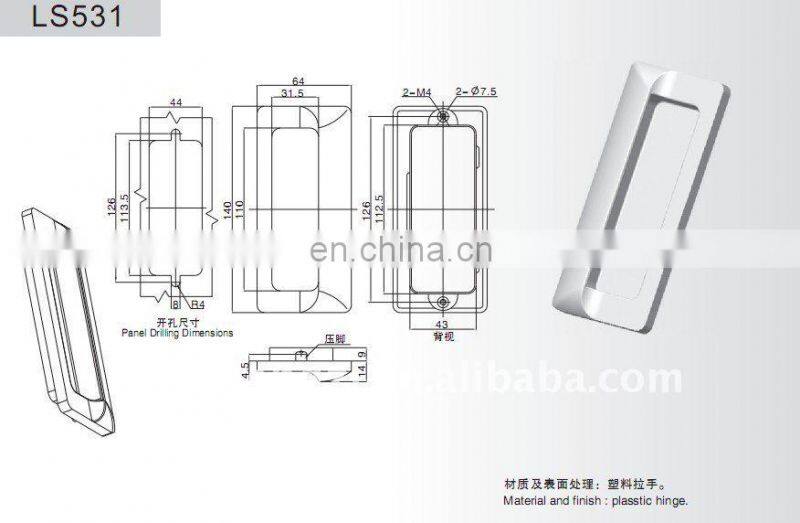 LS531 ABS BK Plastic Hidden Cabinet Handle